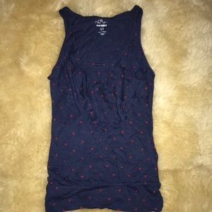 Navy blue and red polka-dot tank
